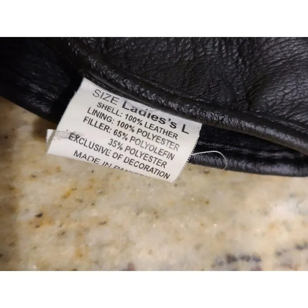 Thinsulate Insulation Women's Size L Black Soft Leather Quilted 40 Gram Biker